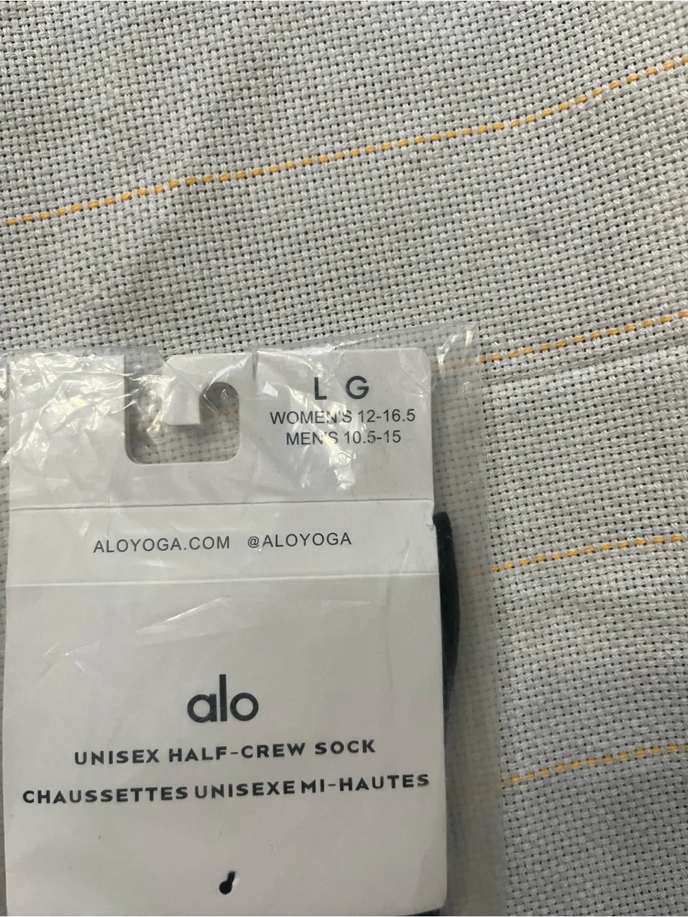 ALO Yoga Black Half-Crew Athletic Socks with White Logo unisex
